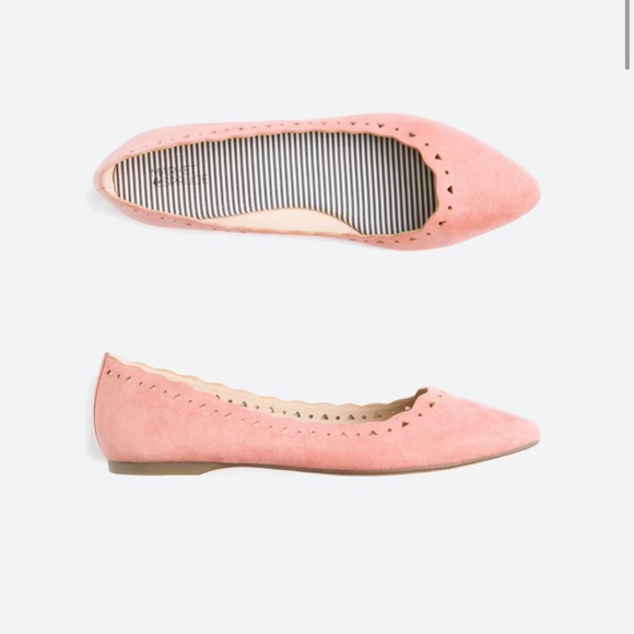 MARKET & SPRUCE Priscilla Laser Cut Scalloped Blush Flats - Picture 1 of 4